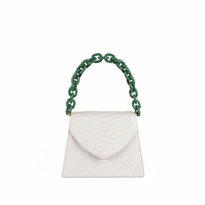PU Trapezoidal Small Shoulder Bag with Chain for Women