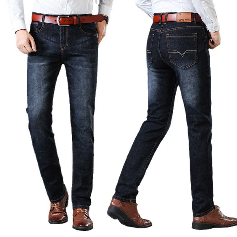 Men's Mid-Waist Straight Slim Denim Jeans