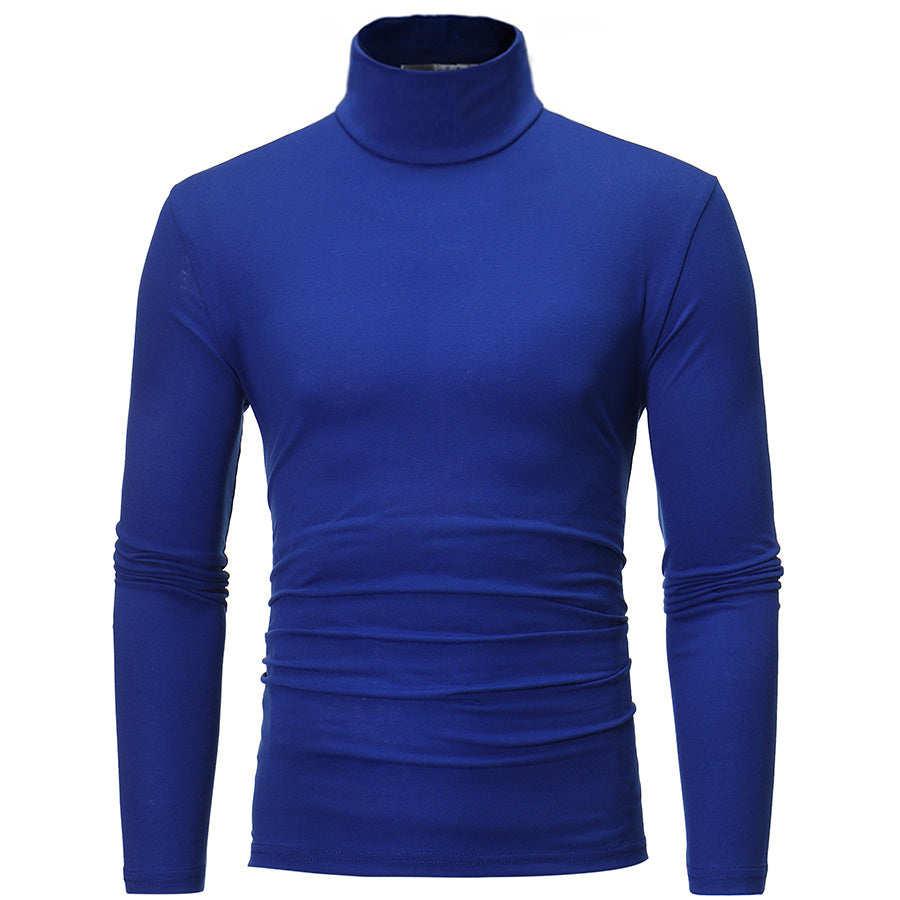 Haut T-shirt fin à manches longues et col montant en soie de lait