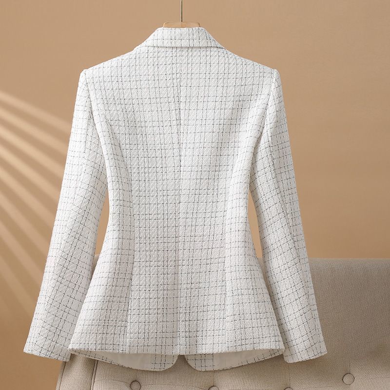 Elegant White Slim Fit Western Style Suit Coat Polyester