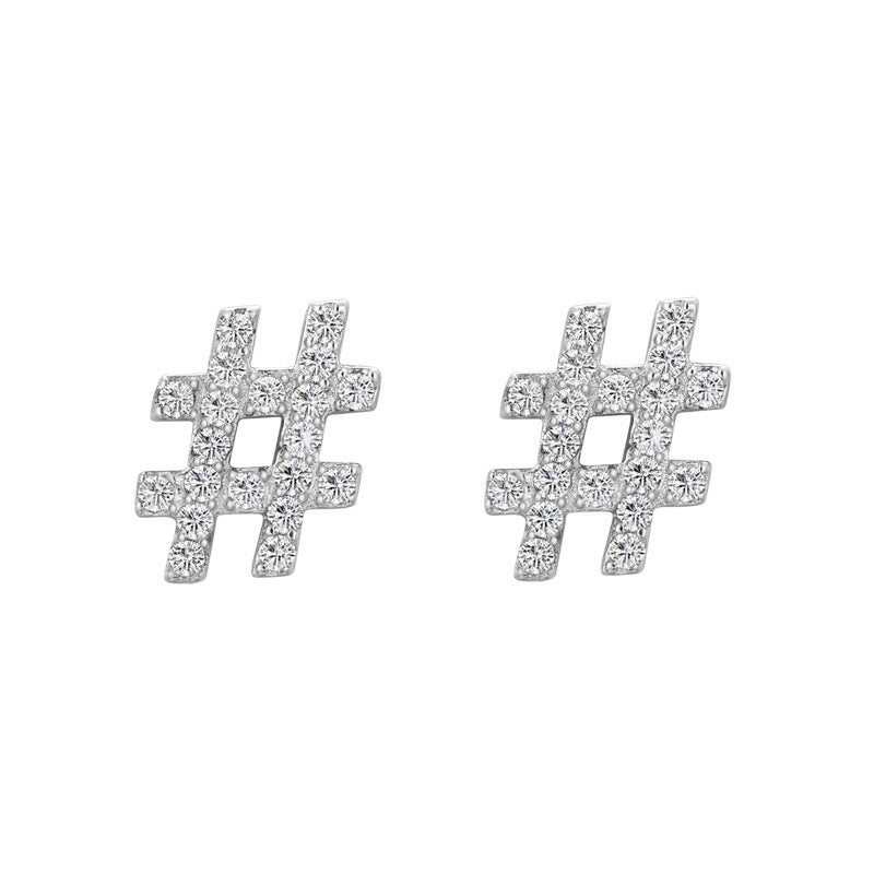 Boucles d'oreilles clous en argent S925 avec micro-diamants en zircone symboliques 0,8 cm
