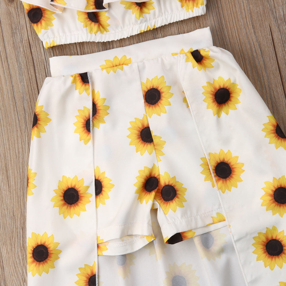 Children's Sunflower Top, Culottes & Hair Band 3-Piece Set