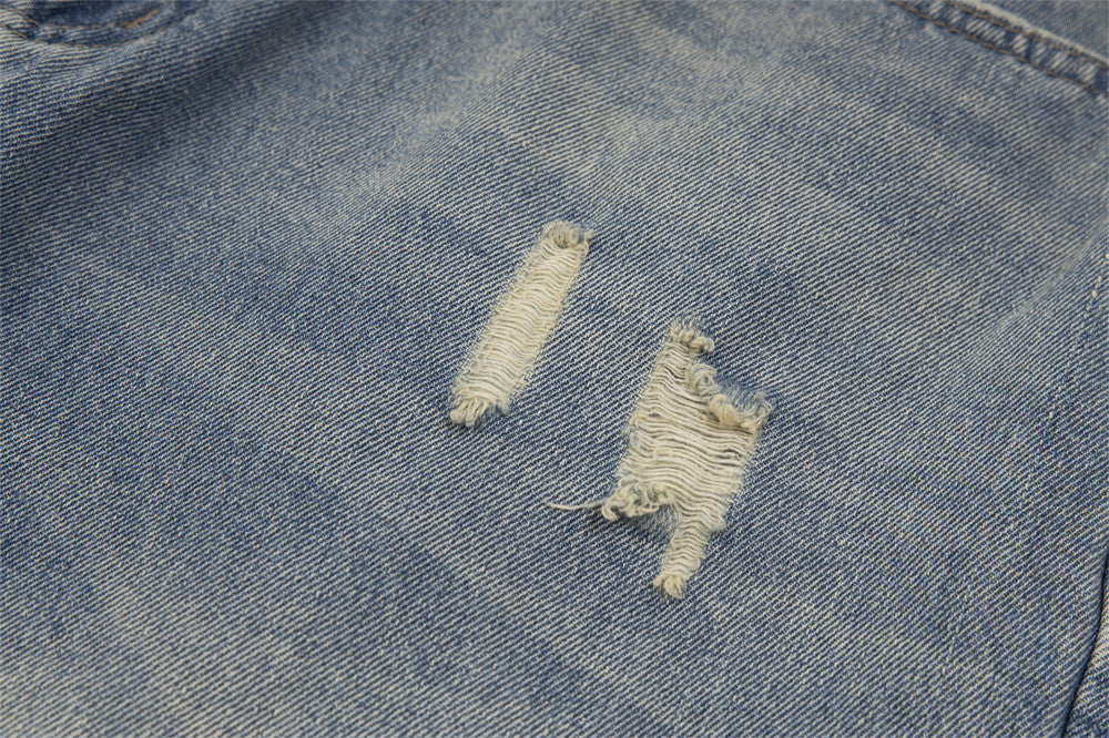 Loose Mid Waist Ripped Denim Jeans for Men and Women