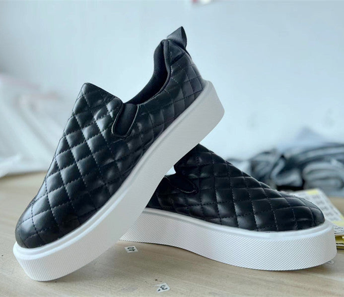 Chaussures plates en cuir à plateforme écossaises pour femmes