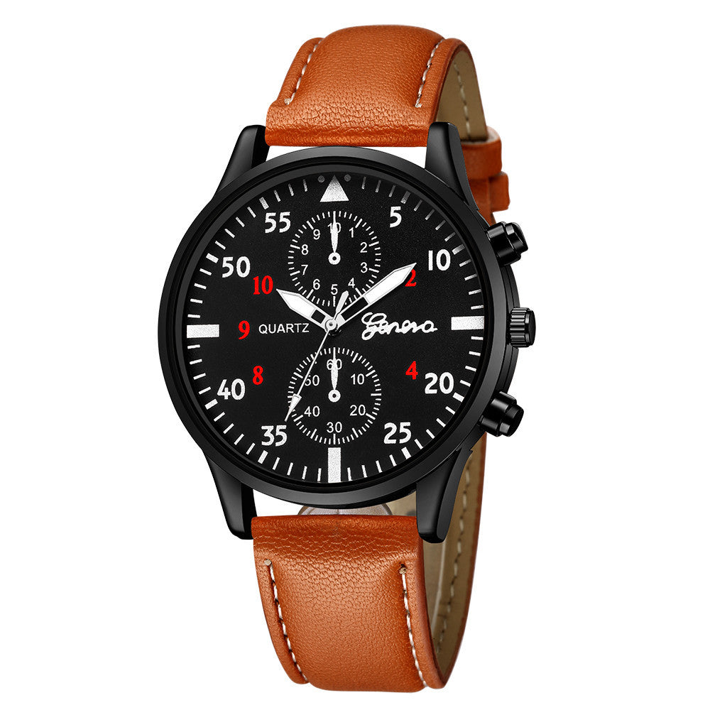Men's Casual Quartz Watch Gift with 42mm Dial and PU Strap