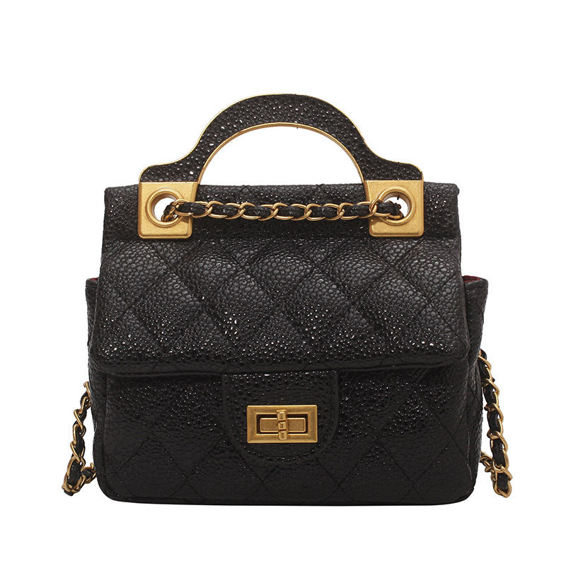 Rhombus Chain Small Square PU Bag in Black, Beige & Green