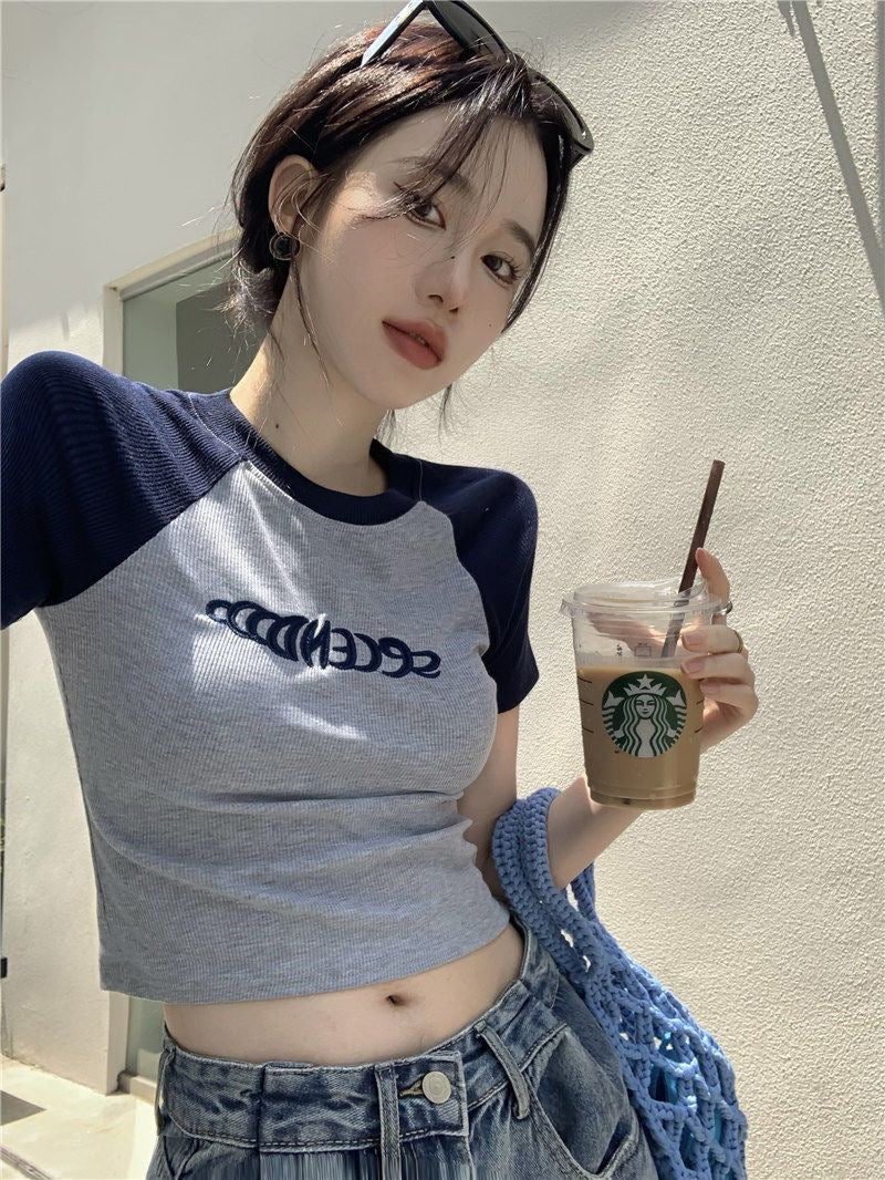 Pure Desire Style Short Student Top American Design Sense Ins