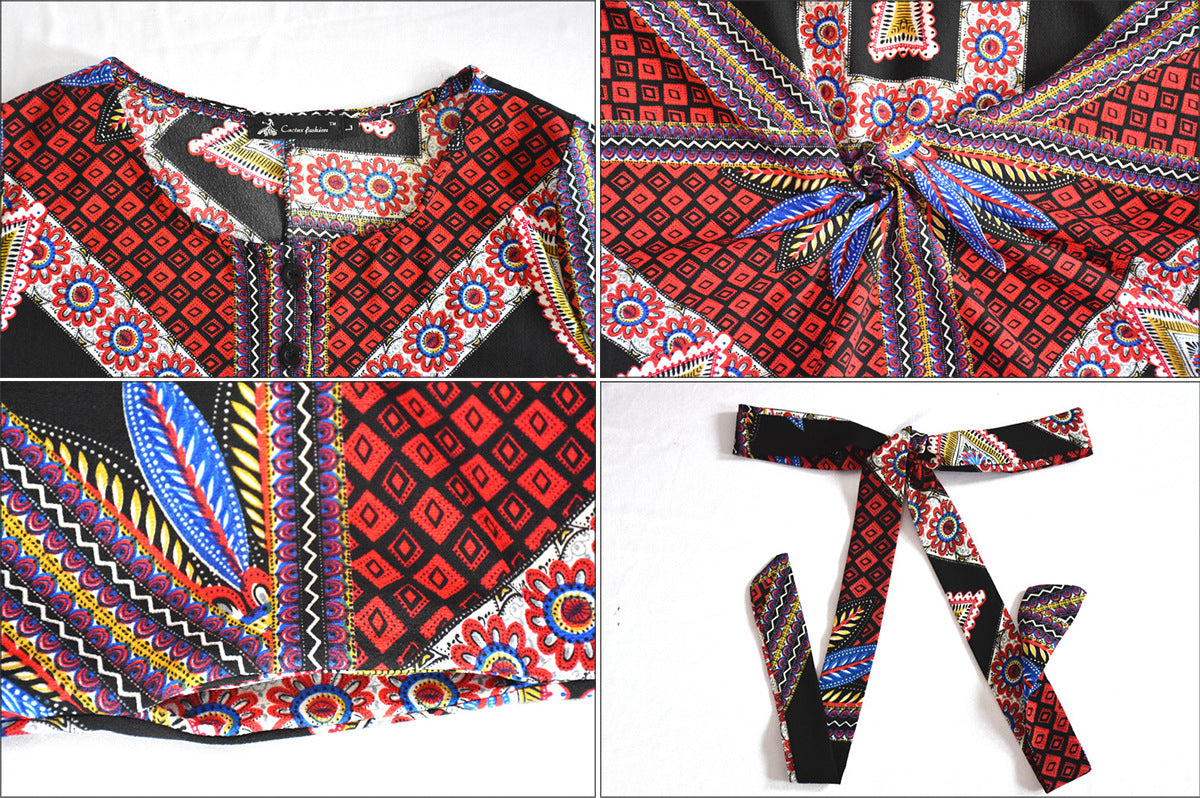Plus Size Vintage Colorful Long Loose Abaya Dress