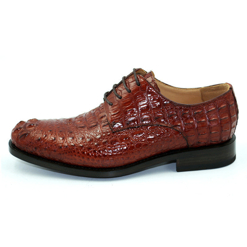 Chaussures homme faites main en cuir de crocodile à petit talon