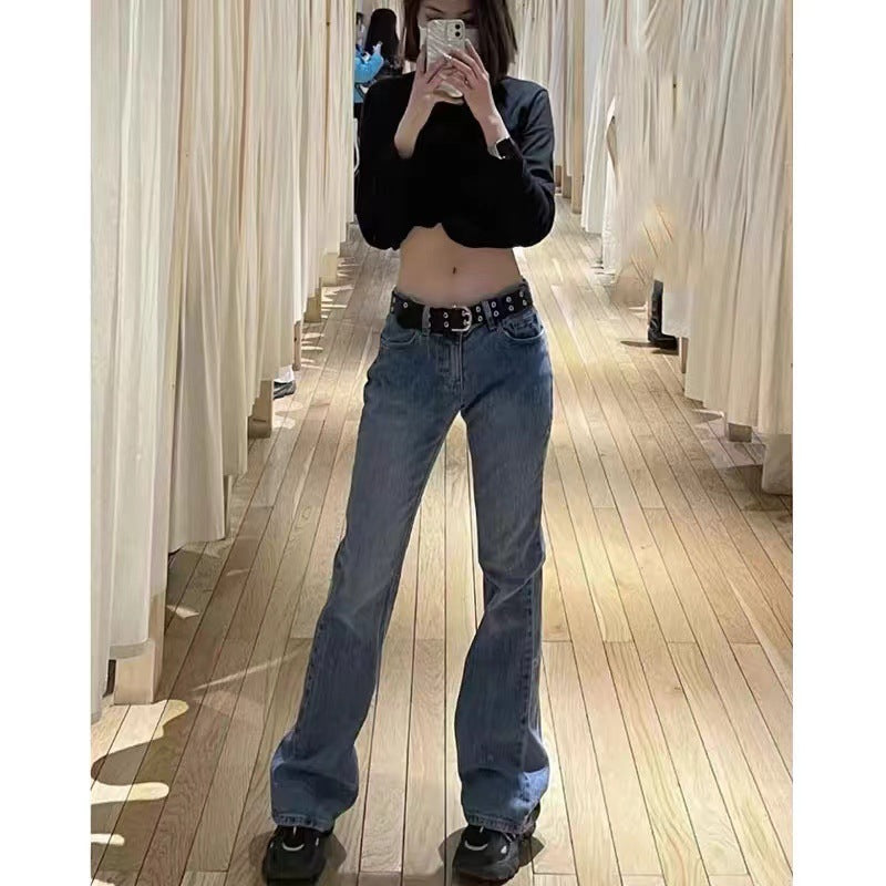 Slim Fit Low Waist Denim Jeans Long Pants