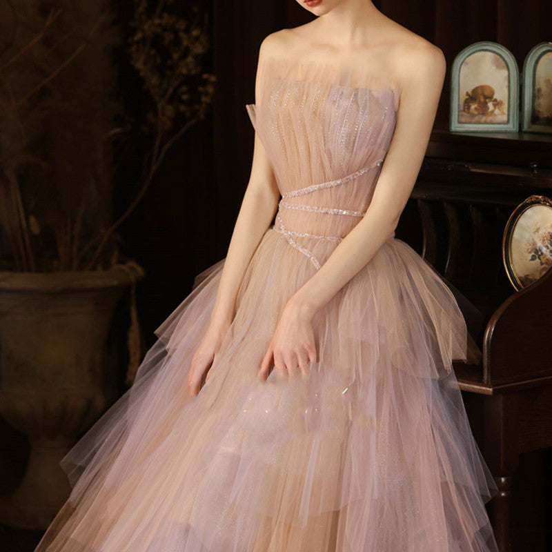 Salute Wine Evening Dress Light Luxury Small