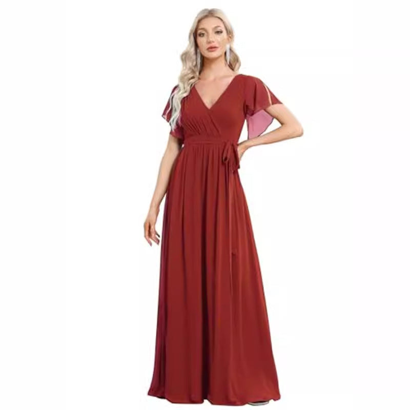 Sexy V-Neck Long Chiffon Dress for Women