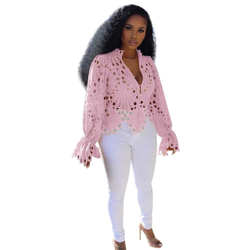 Wish Hole Breathable Trumpet Sleeve Nightclub Women's Top