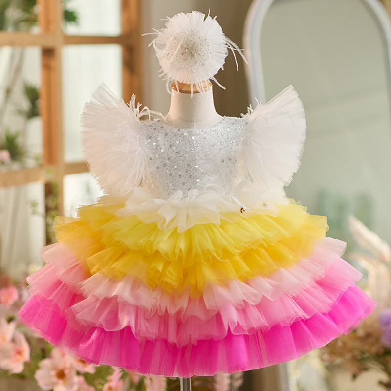 Elf Girl's Sequined Princess Dress for Kids
