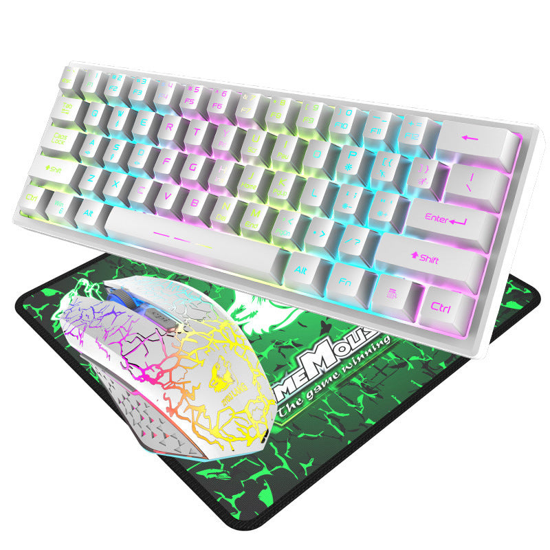 Free Wolf T61 Charging Wireless Keyboard And Mouse Set 61 Key Luminous Wireless Gaming Keyboard And Mouse Set Percent 60