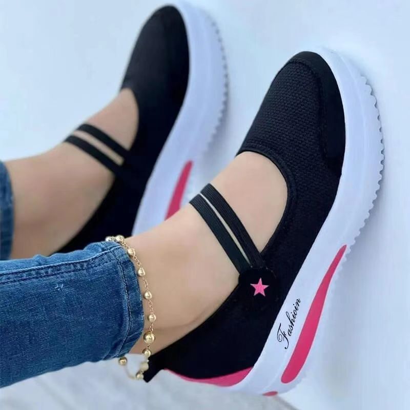 Flying Woven Solid Color Daily Low Top Wedge Round Toe Women's Shoes