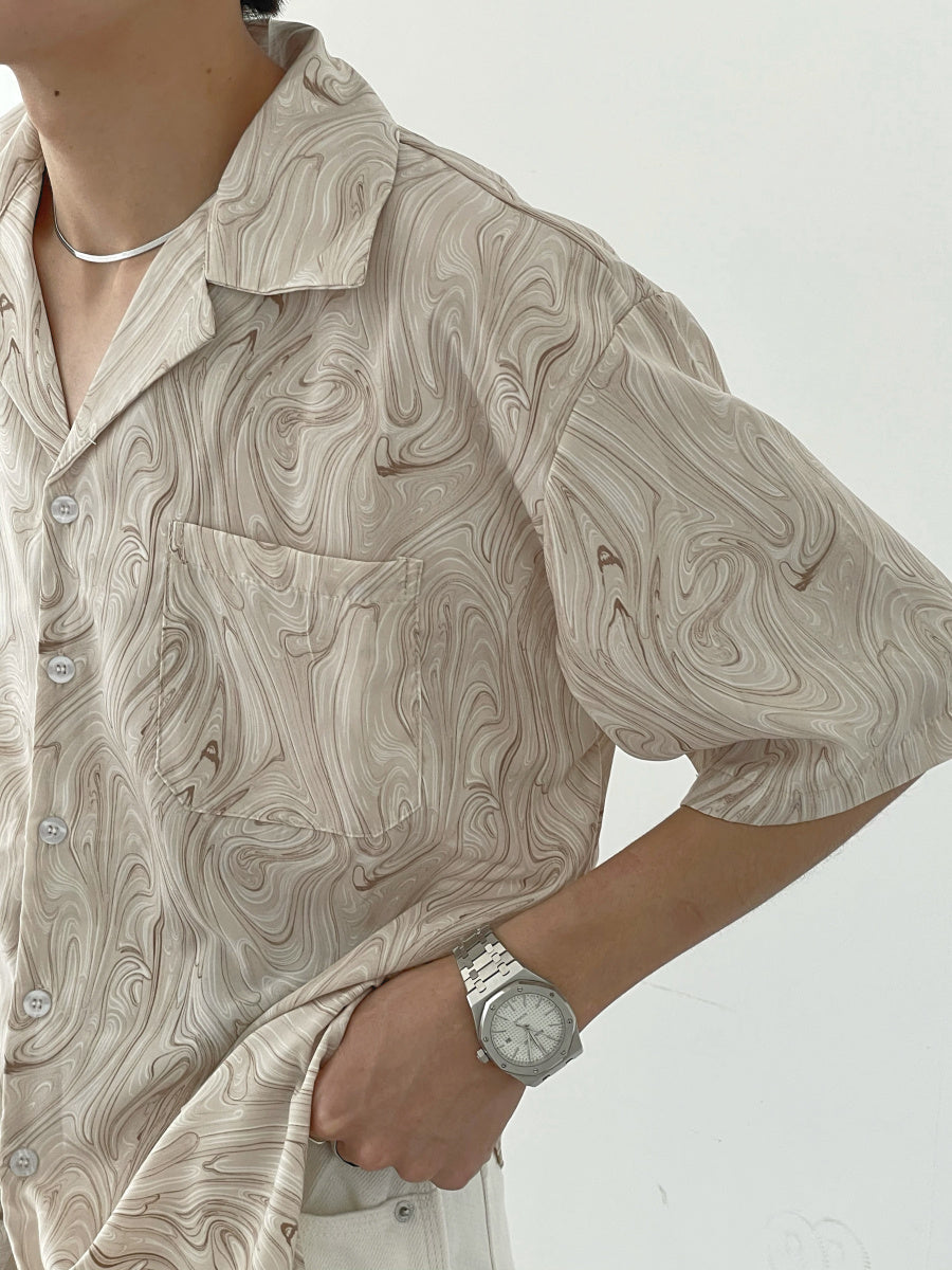 Men's Vintage Wavy Short Sleeve Shirt Polyester