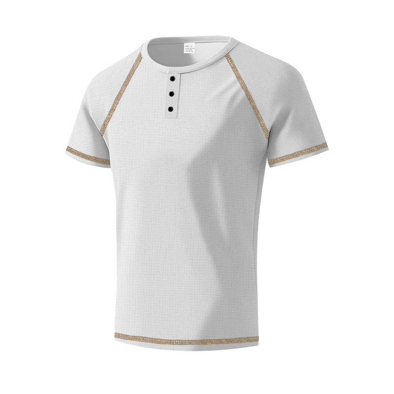 Heavy Contrast Color Raglan Slim Pullover T-Shirt