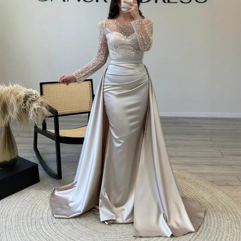 Dazzling Sequin Queen Maxi Evening Gown with Long Sleeves
