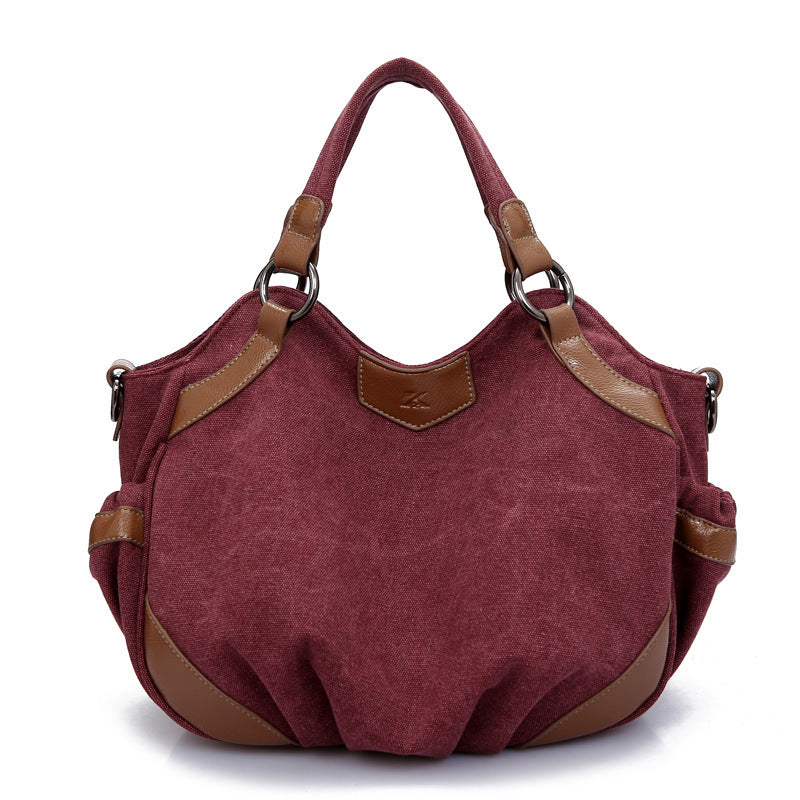Classic High-Quality Canvas Women's Medium Handbag with Zipper
