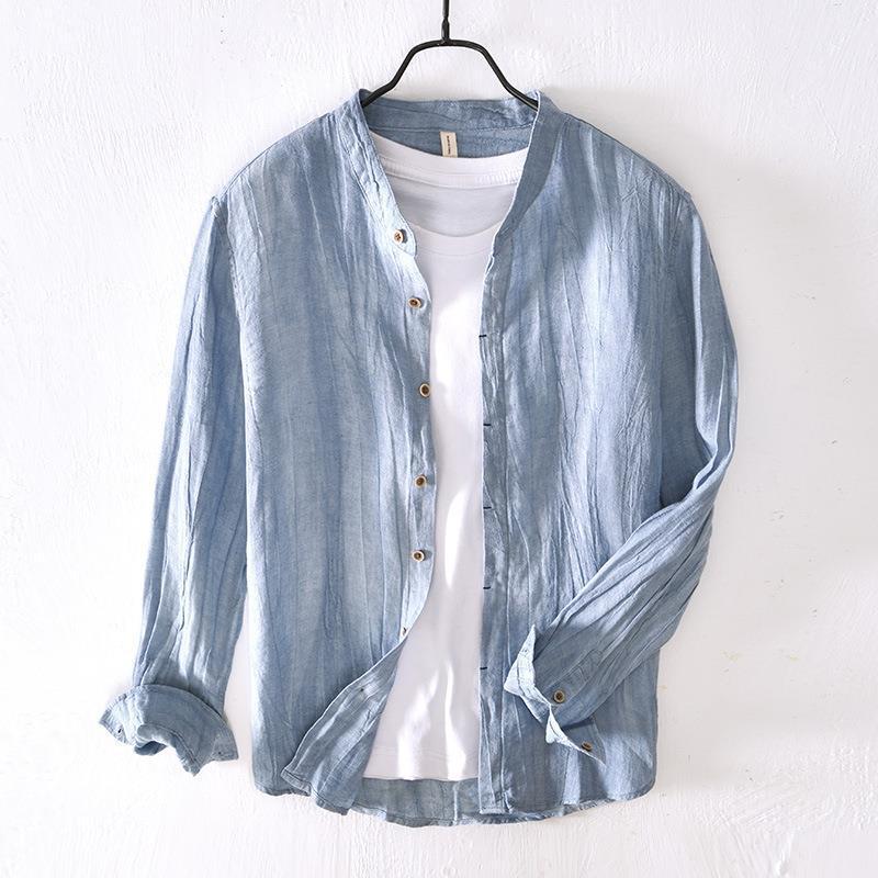 Chemise de Loisirs Unie à Manches Longues en Lin