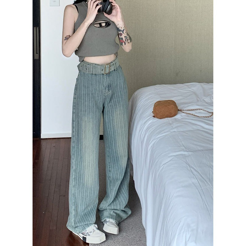 Women's Denim Straight Wide-Leg Pants