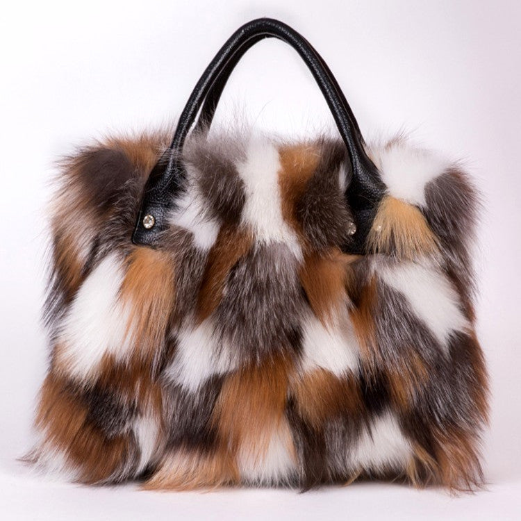 Sac à bandoulière en cuir de vachette et laine avec ceinture décorative