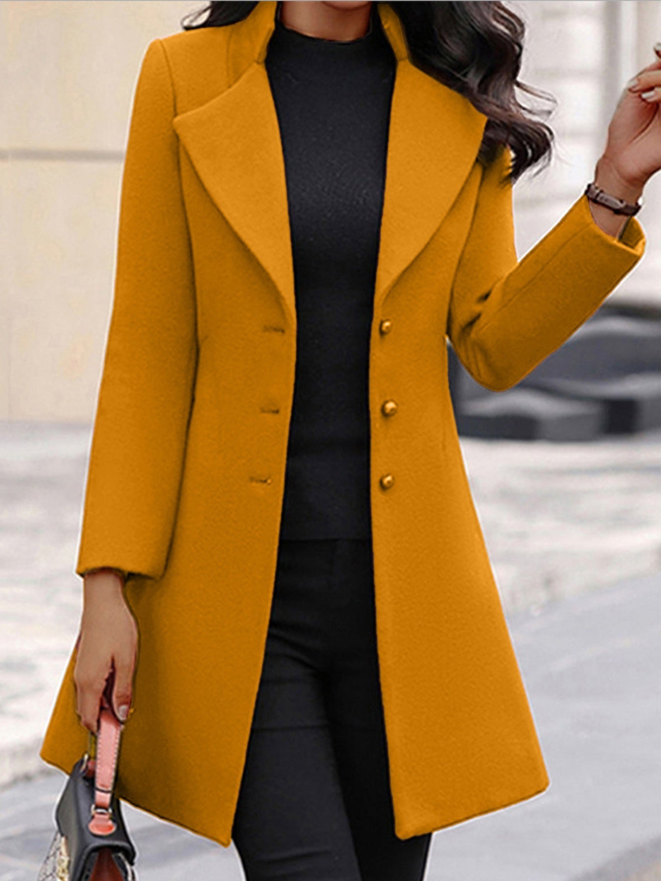 Winter Single-Breasted Slim-Fit Lapel Coat