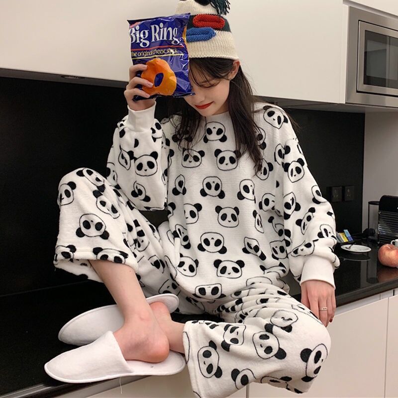 Pajamas Winter Flannel Style Long-sleeved Thickened Velvet