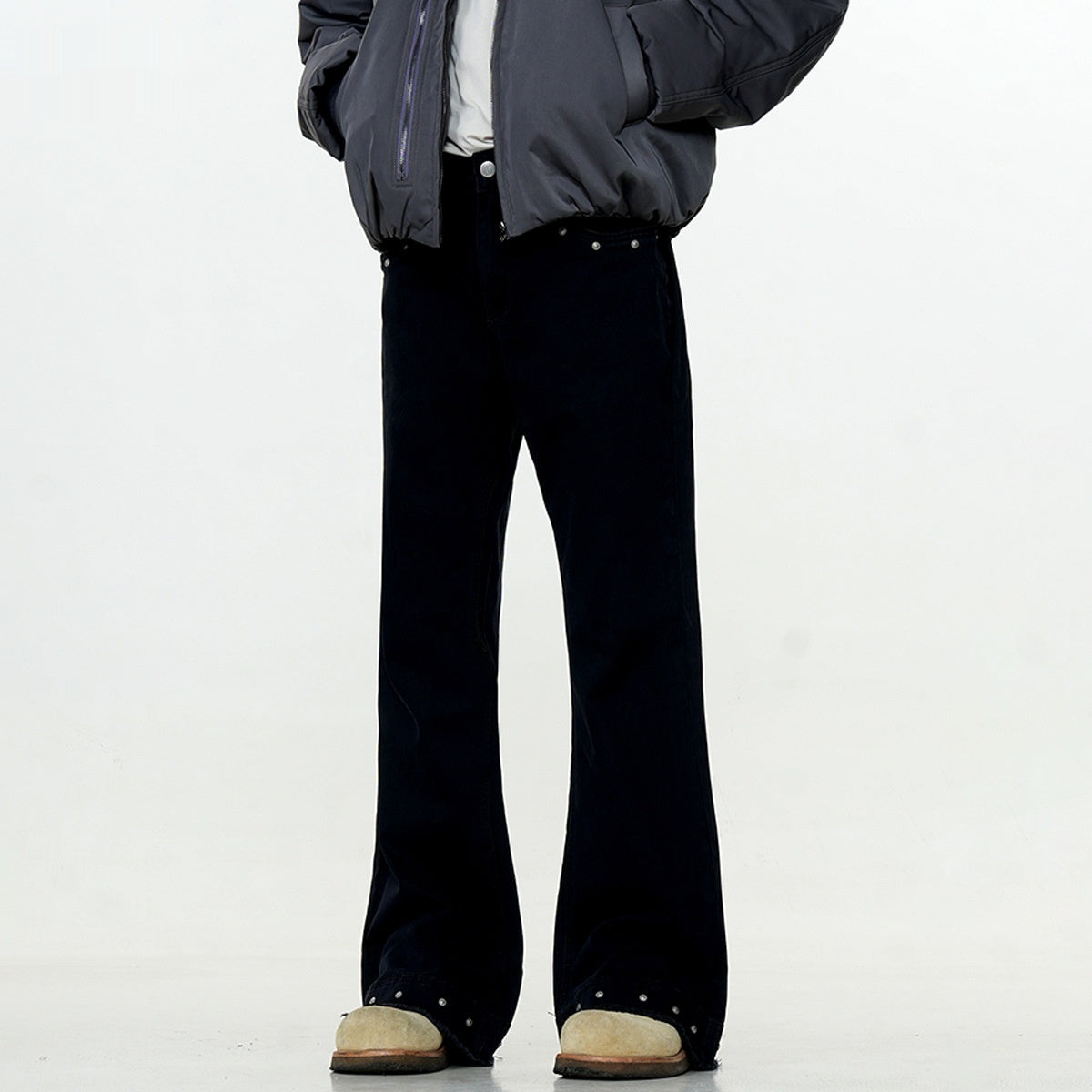 American Retro Black Straight-Leg Jeans for Men and Women