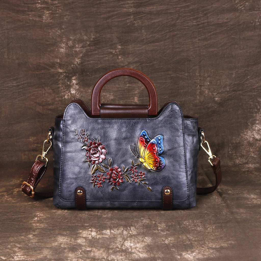 Leather Embossed Single Shoulder Crossbody Handbag