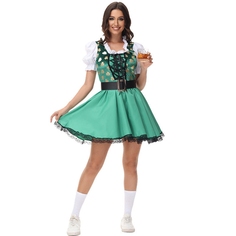 Robe de festival de bière traditionnelle en fibre de polyester verte