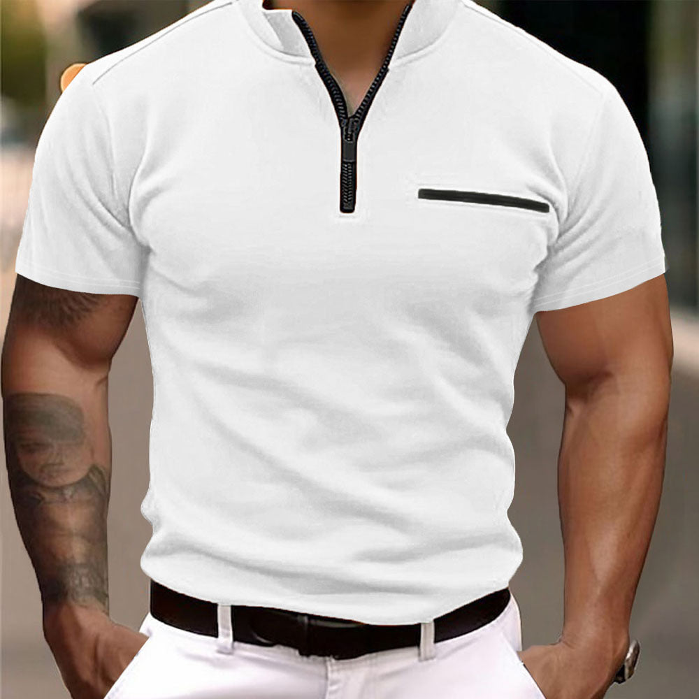 Men's Sports Polo Shirt with Zipper Pocket
