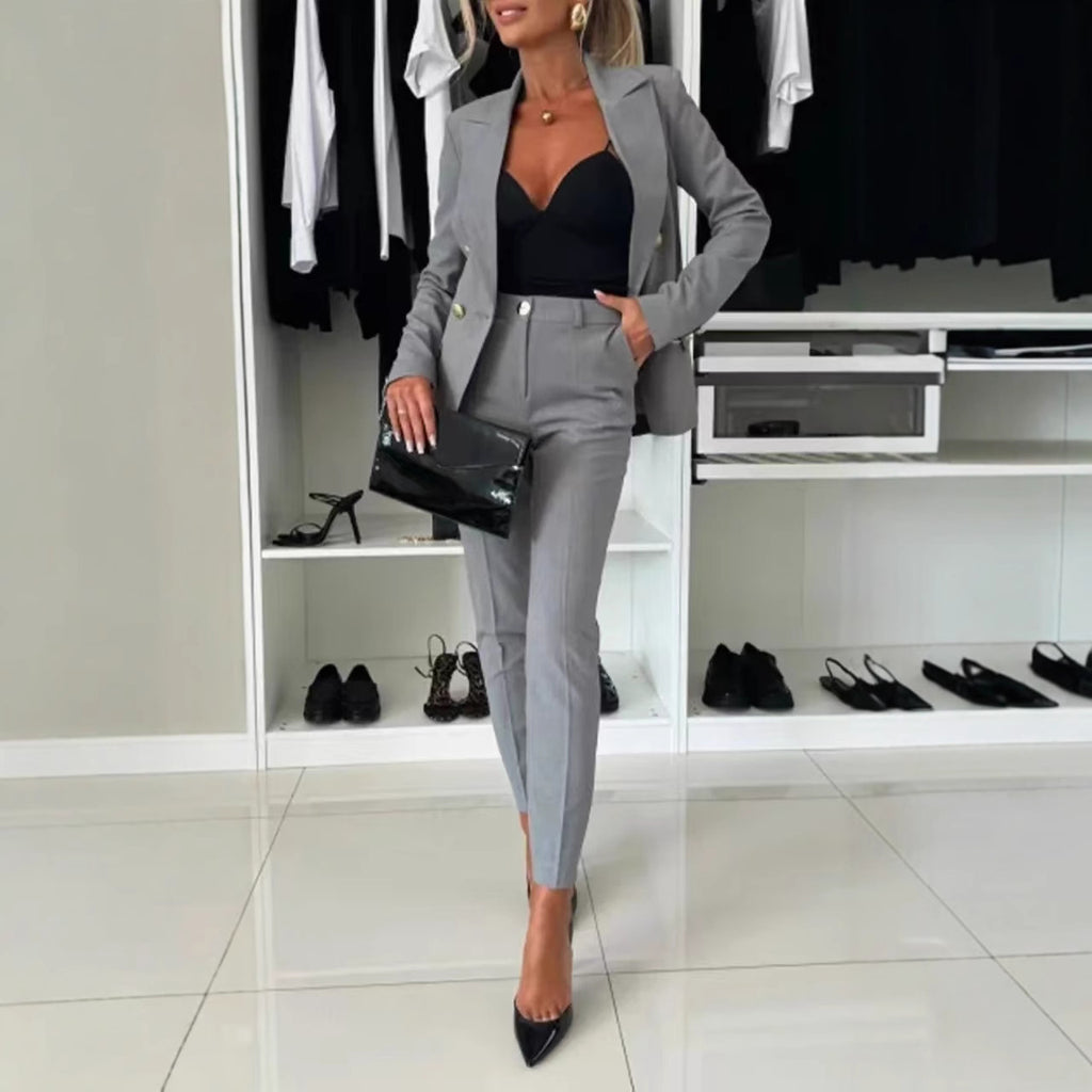 Women's Office Business Set Polyester Coat and Pants