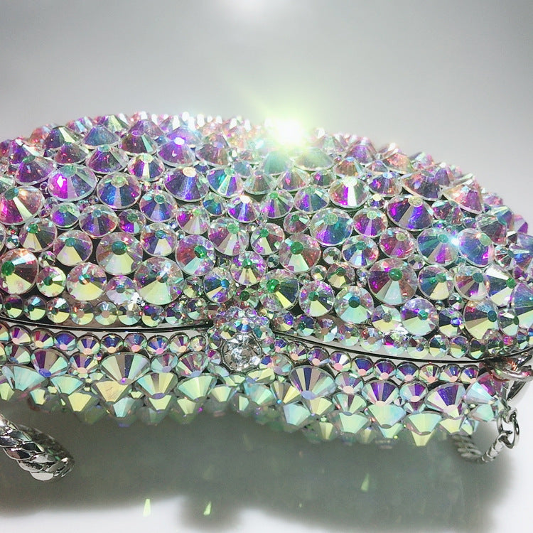 Love Shaped Full Diamond Crystal Dinner Bag 14cm Alloy Rhinestone