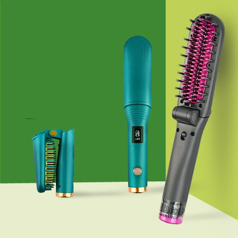 Dual Purpose Negative Ion Electric Hair Straightening Comb - Green, Ceramic Glaze, 390x144x45mm