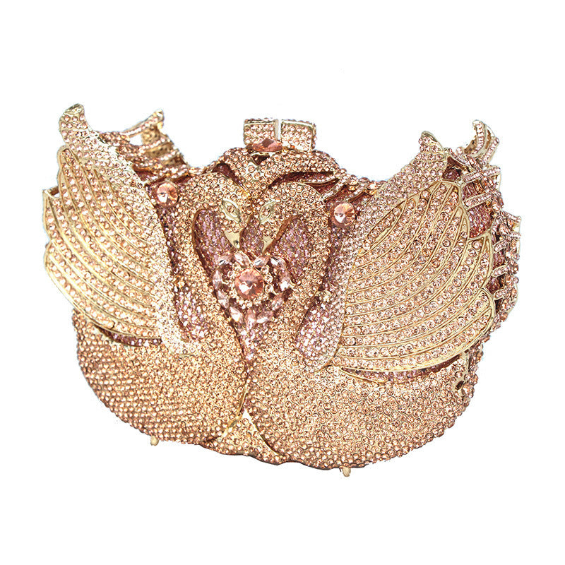 Color Moon Full Swan Small Sequin Shoulder Bag With Diamonds