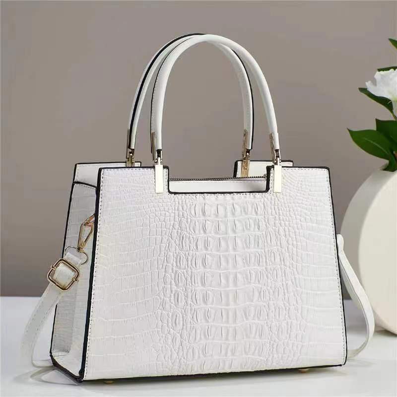 Sac à main en PU décontracté pour femmes, motif crocodile, grande capacité 30CM
