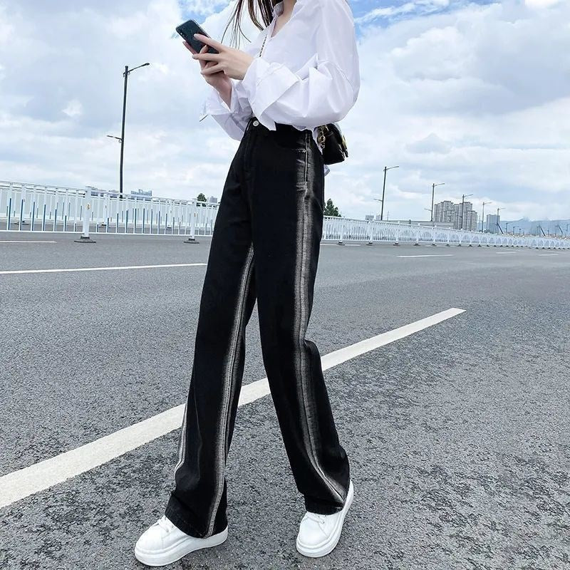 Black Gradient Straight Jeans for Women