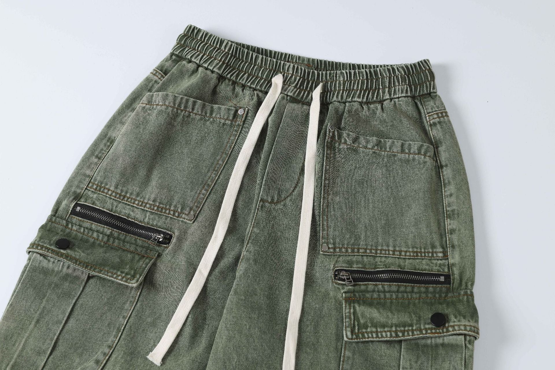 Unisex American-Style Distressed Heavy Industry Straight Cargo Jeans