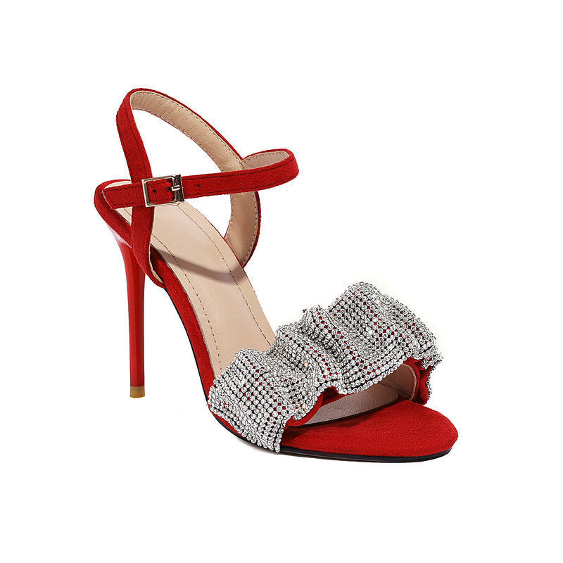 Women’s Roman Fish Mouth Super High Heel Pumps in Black & Red, Sizes 33-46