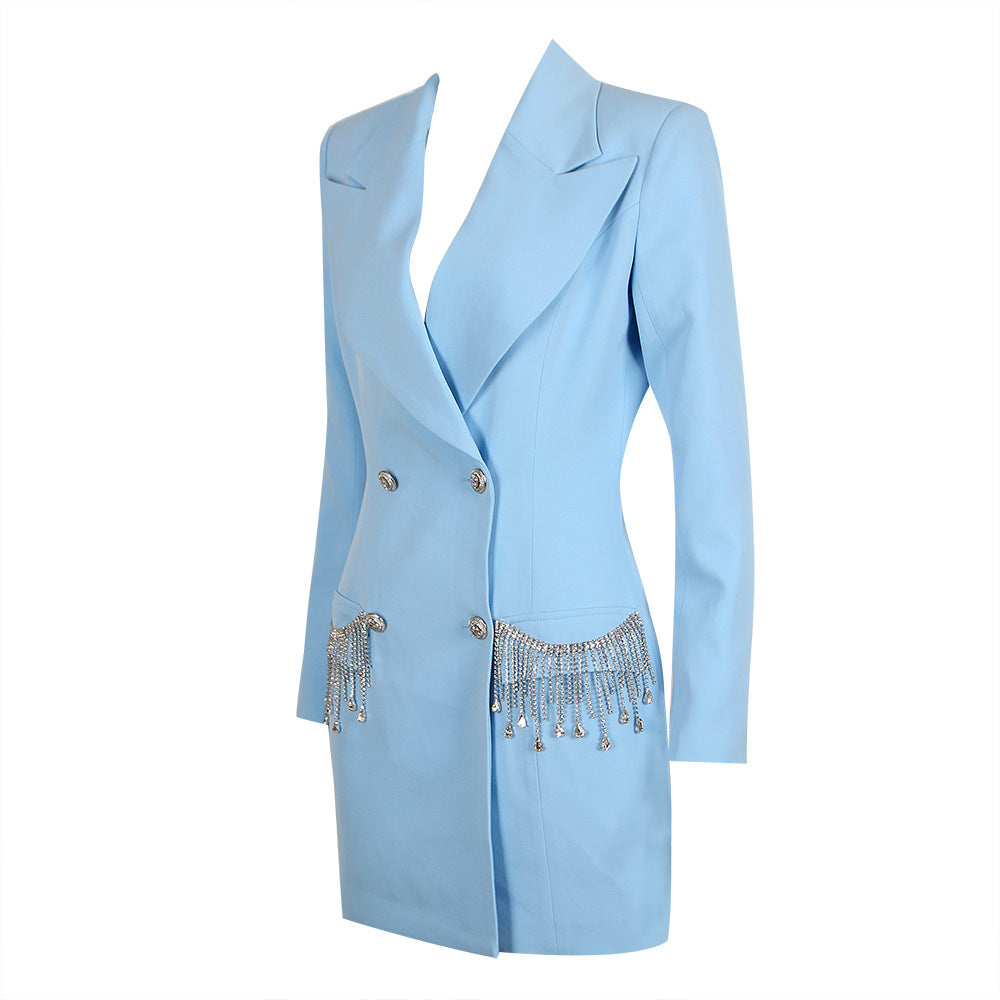 Women’s Elegant Long Sleeve Commuter Suit Jacket in Solid Color