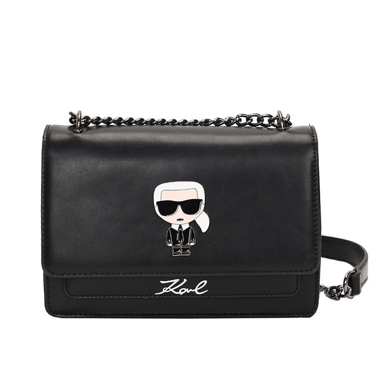 Fashion Chain One-Shoulder Medium Small Square Bag with Lock
