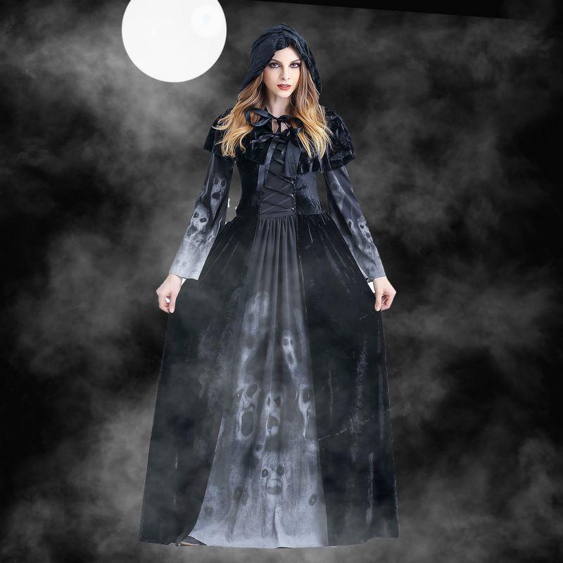 Halloween Women Medieval Gothic Witch Maleficent Cosplay Costume Party Dress