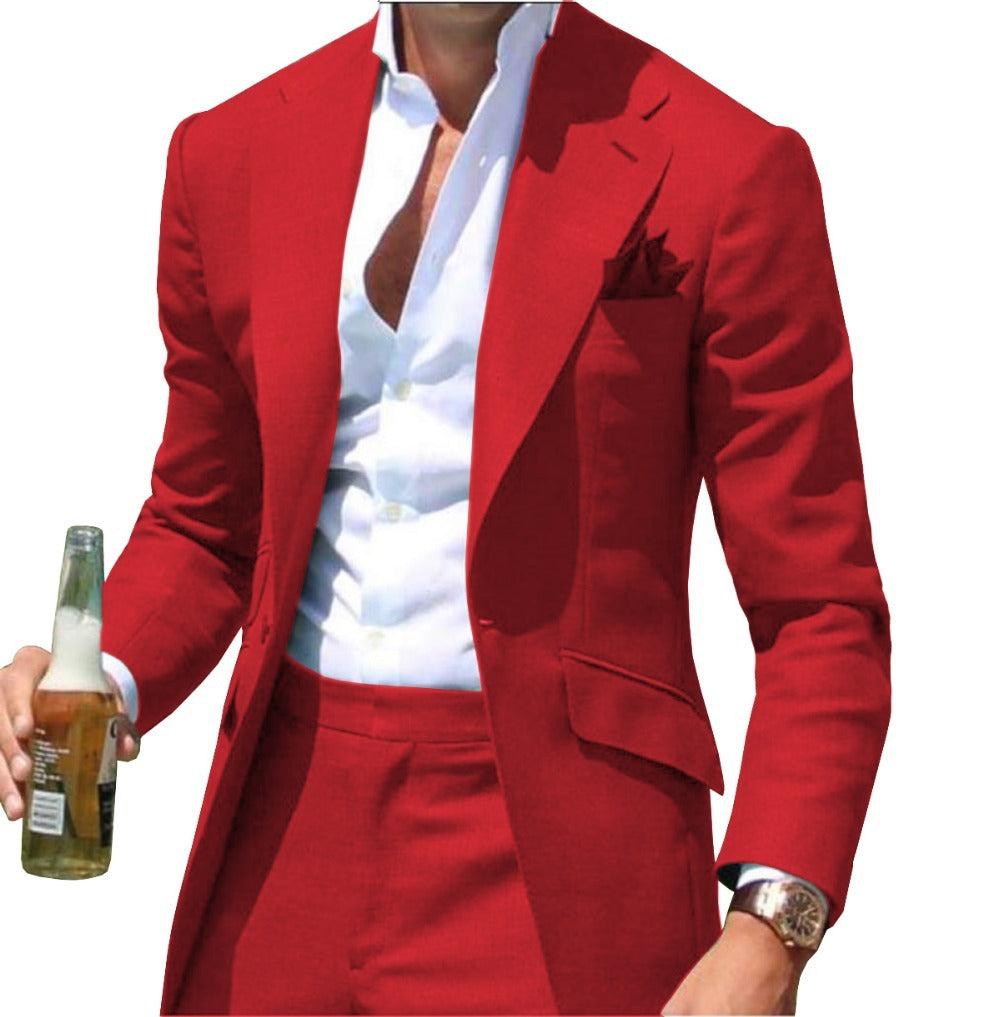 Men's Fashion Simple Blue Solid Color Jacket Polyester Fiber