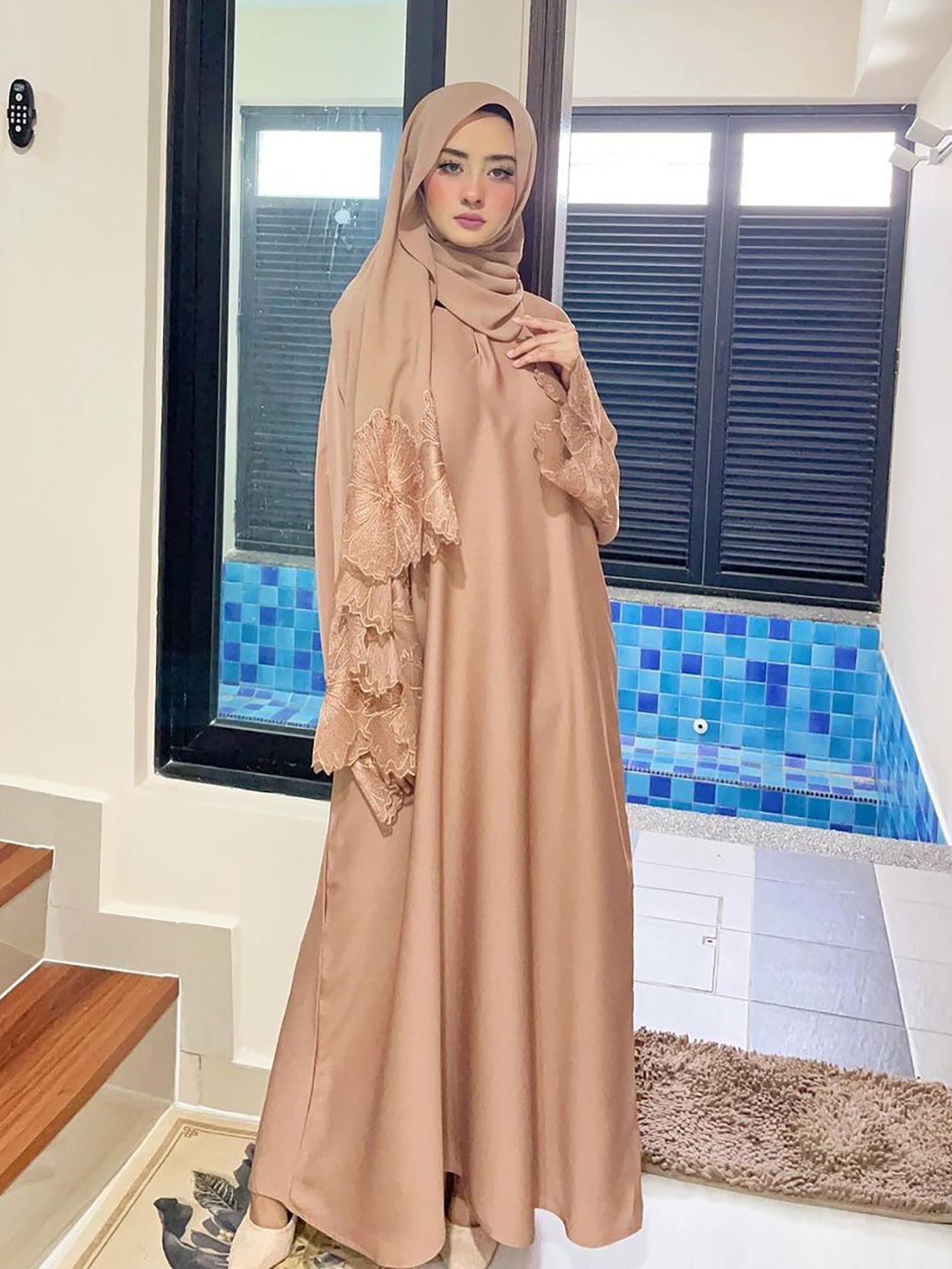 Muslim Women's Robe Malay Indonesian Dress With Headscarf