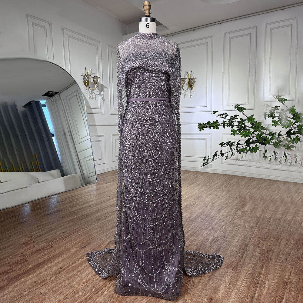 Robe de soirée longue de luxe perlée pour femme