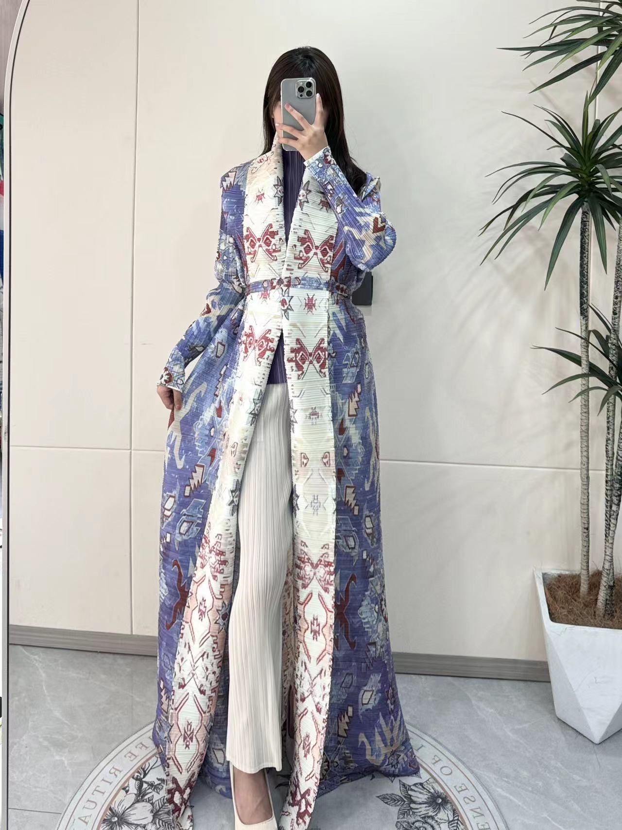 Pleated Print Fashionable All-match Lace-up Loose Arabian Abaya Robe