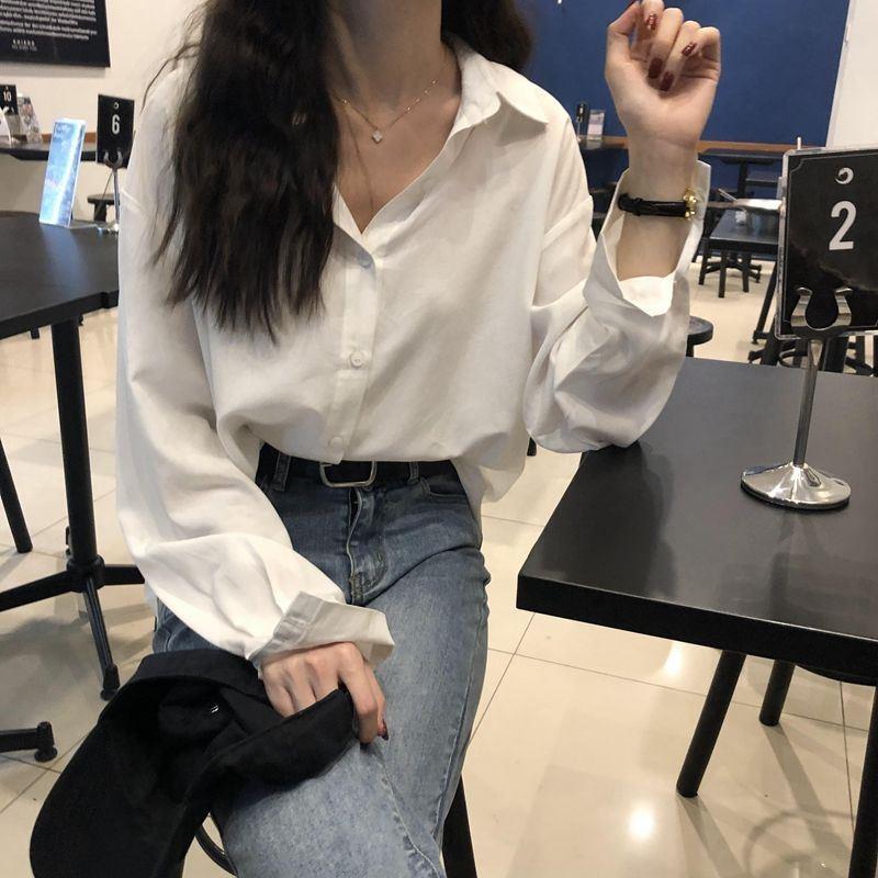Chemisier professionnel en mousseline blanche à manches longues pour femme