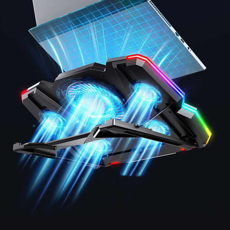 Refroidisseur de base pour ordinateur portable avec ventilateur silencieux, éclairage RGB, double USB, hauteur réglable